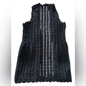 Black Crochet Sleeveless open vest top